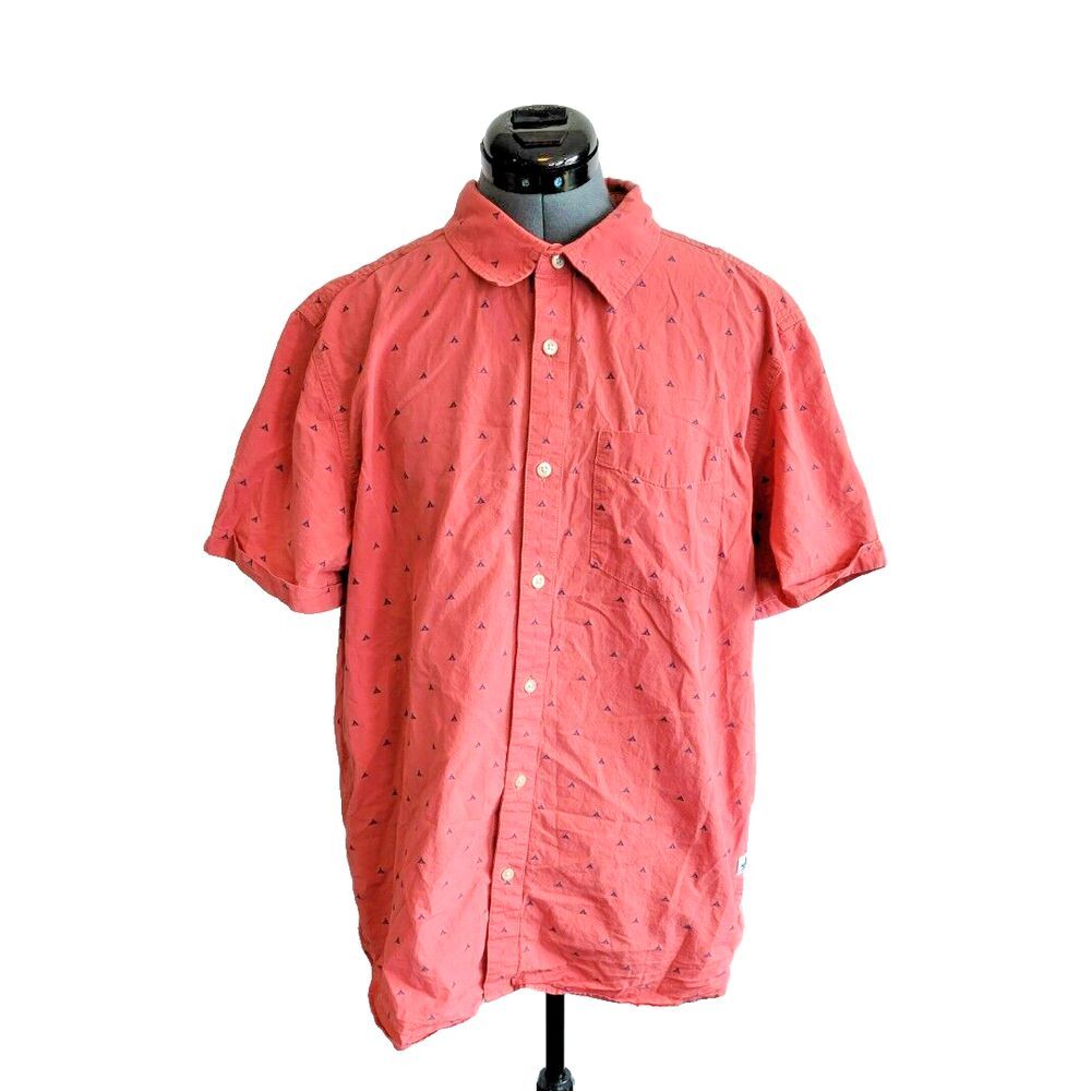 The North Face‎ Short Sleeve Pink Tipi Teepee Print Button Up Shirt Size XL